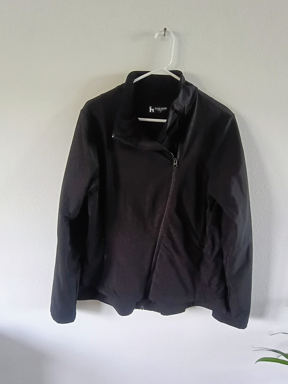 🖤 Heim-made XL Black Asymmetrical Zip Peplum Moto Jacket Minimalist